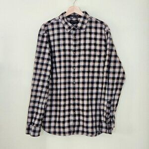 Banana Republic Shirt Mens XL Plaid LS Untucked Fit Pocket Preppy Cottage Casual